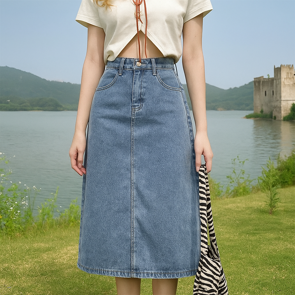 Falda larga de cintura alta