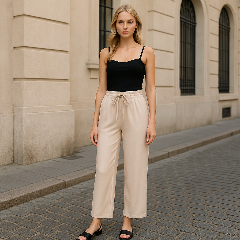 Pantalones holgados de seda fresca