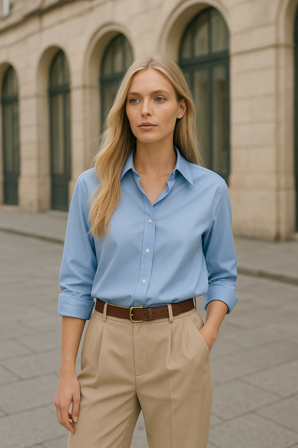 Camisa primavera verano, manga larga con botones