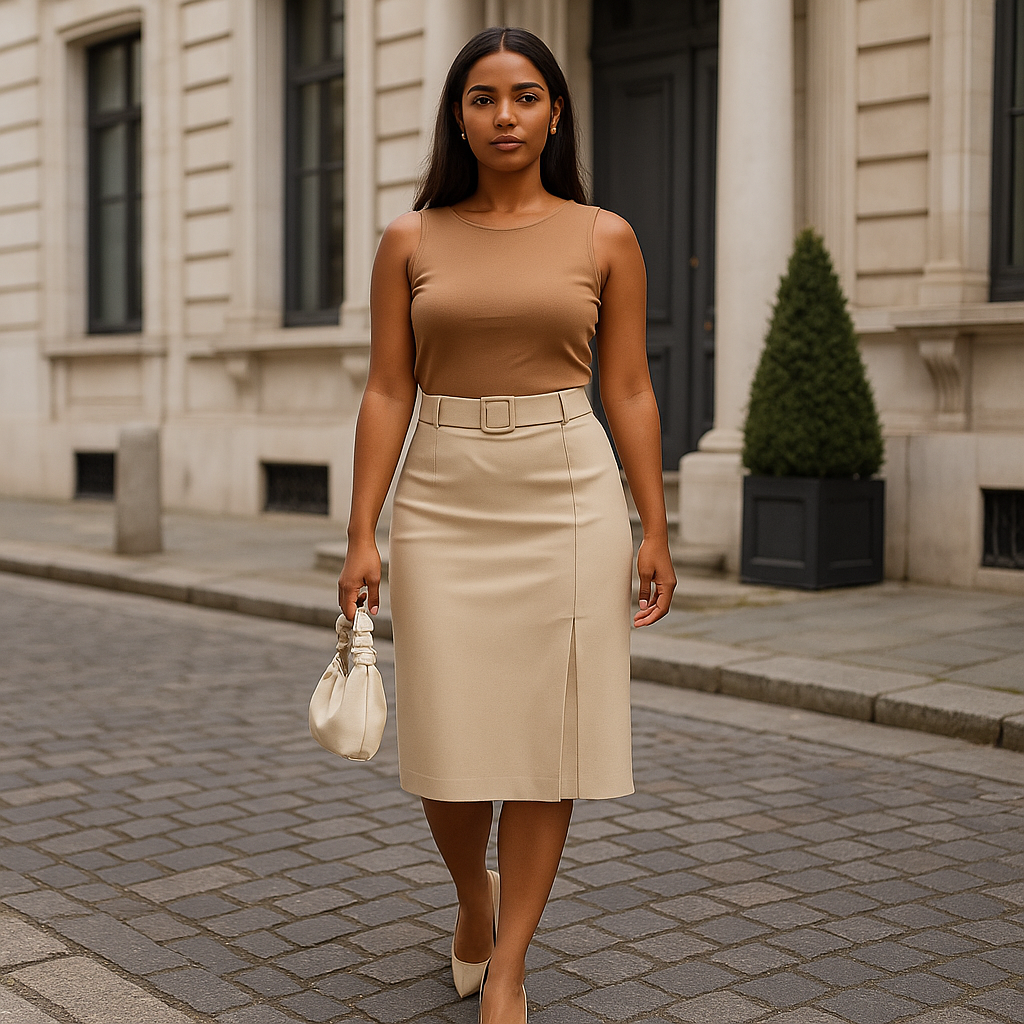 Falda Midi de Cintura Alta