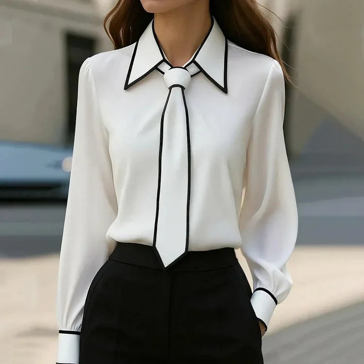 Blusa formal con corbata de lazo