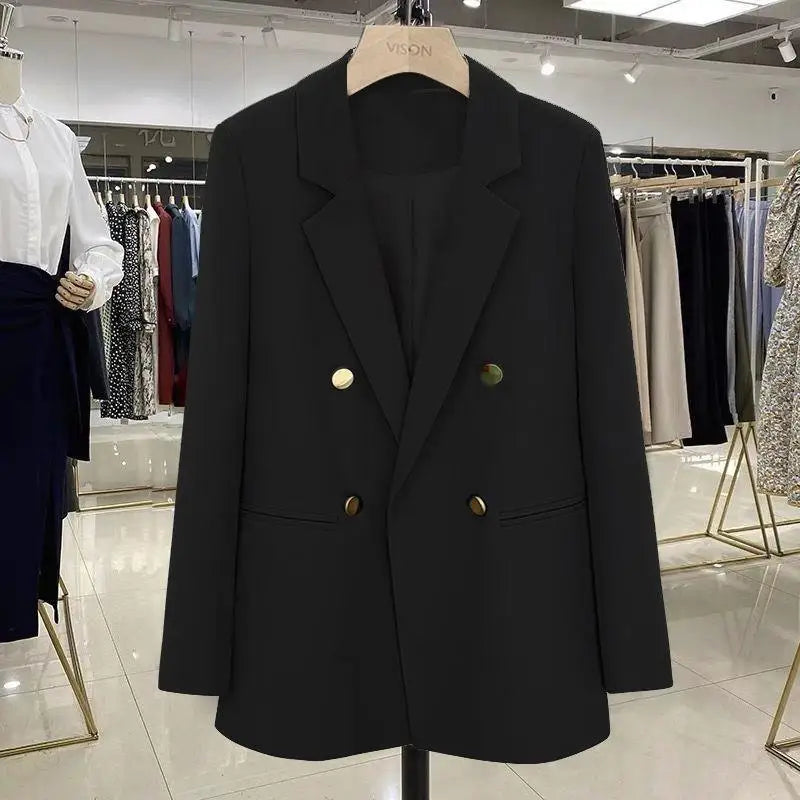 2025 New Purple Suit Coat Women Korean Loose Double-breasted Blazers Lady Office Female Temperament Blazers Jacket Outwear Tops