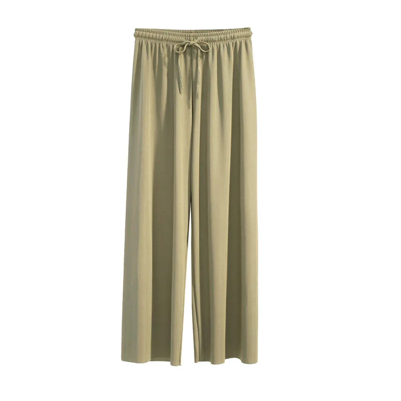 Pantalones holgados de seda fresca