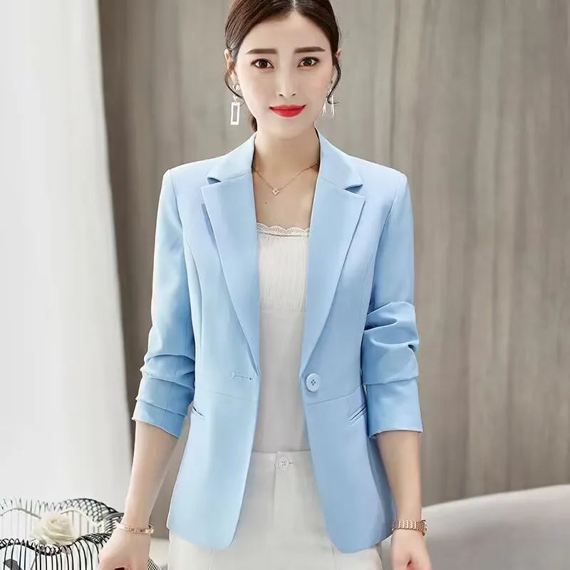 Blazer Women Elegant Business Lady Jacket New Women Full Sleeve Work Blazer Female Casual Coat Six Color Available Blazers