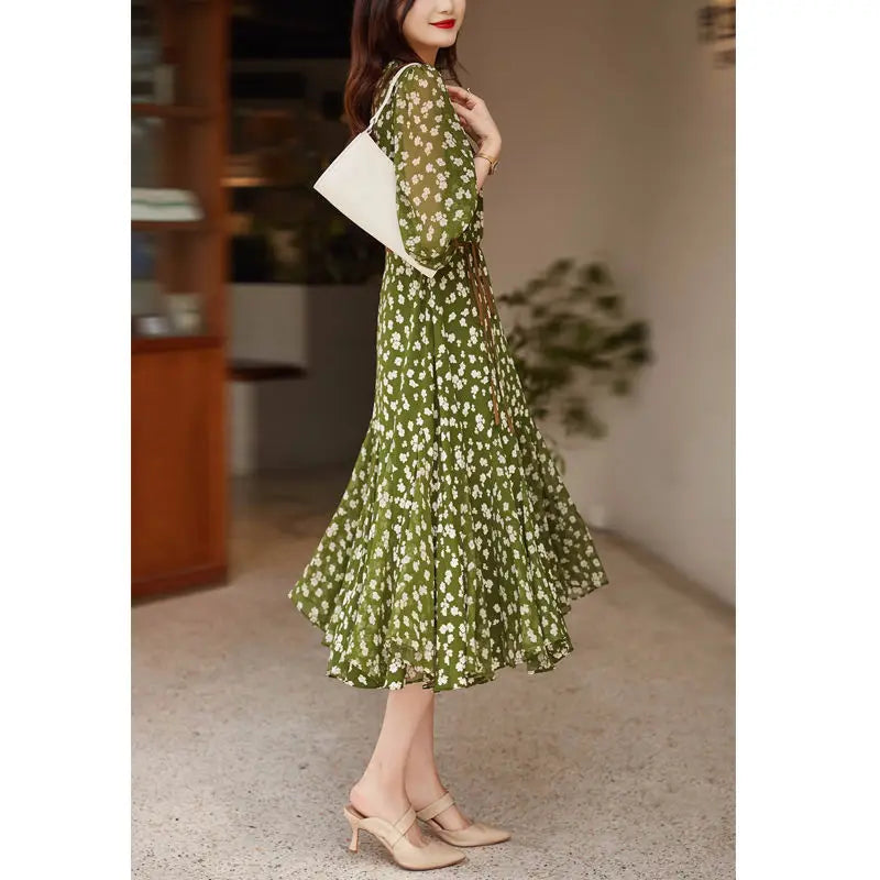 Vestido Floral Fashion con Falda Midi