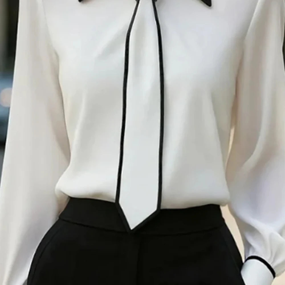 Blusa formal con corbata de lazo