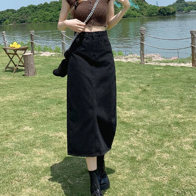 Falda larga de cintura alta