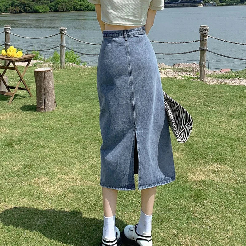 Falda larga de cintura alta