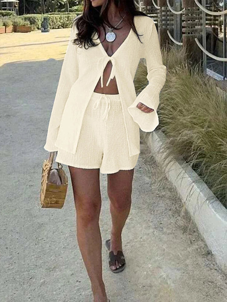 Blusa y short de 2 piezas, nueva moda urbana primavera verano