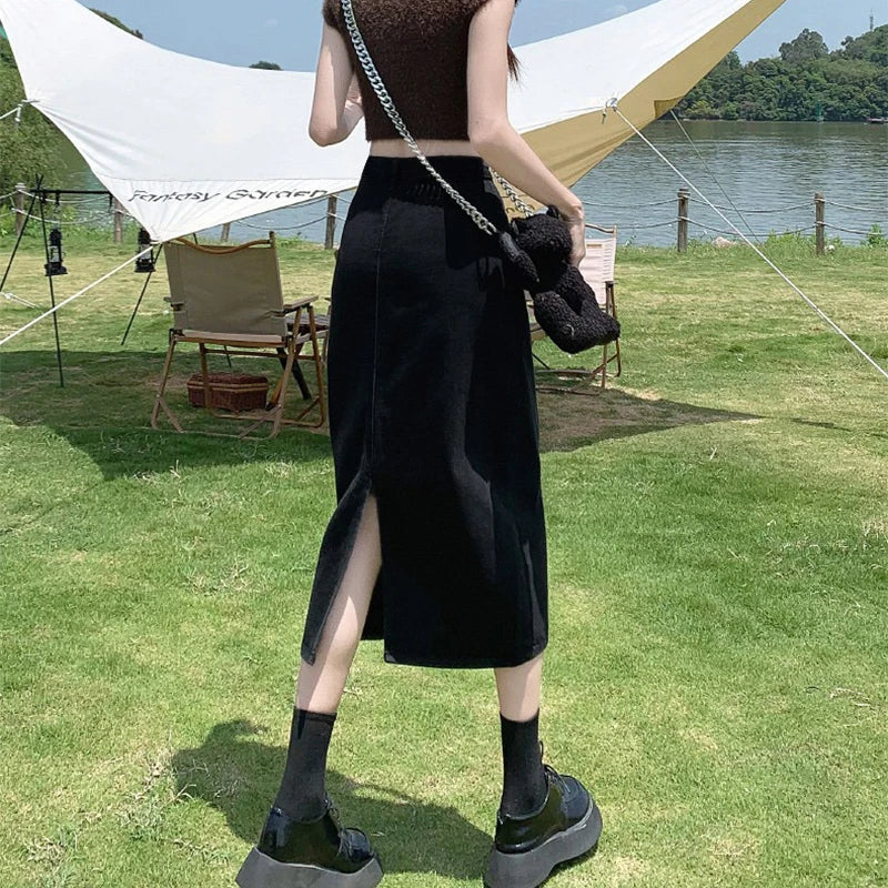 Falda larga de cintura alta