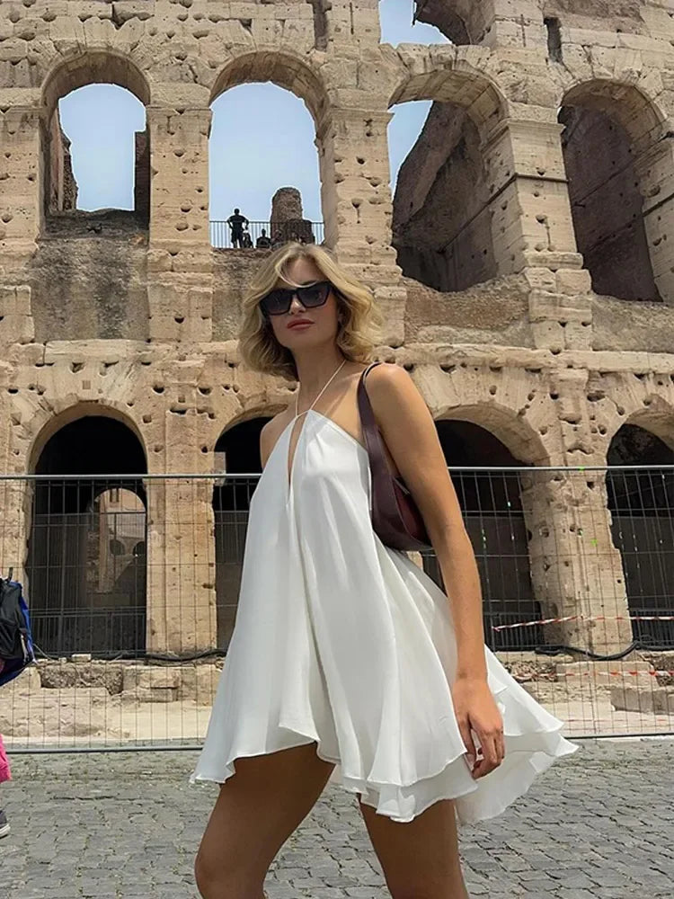 Vestido blanco con volantes