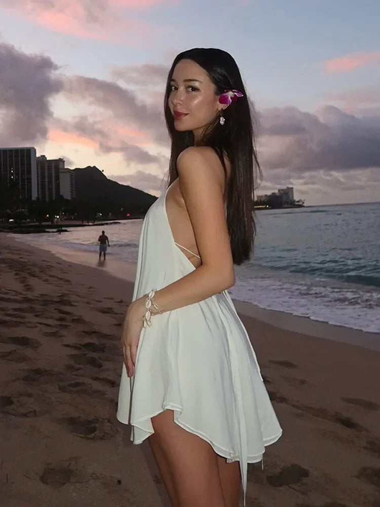 Vestido blanco con volantes