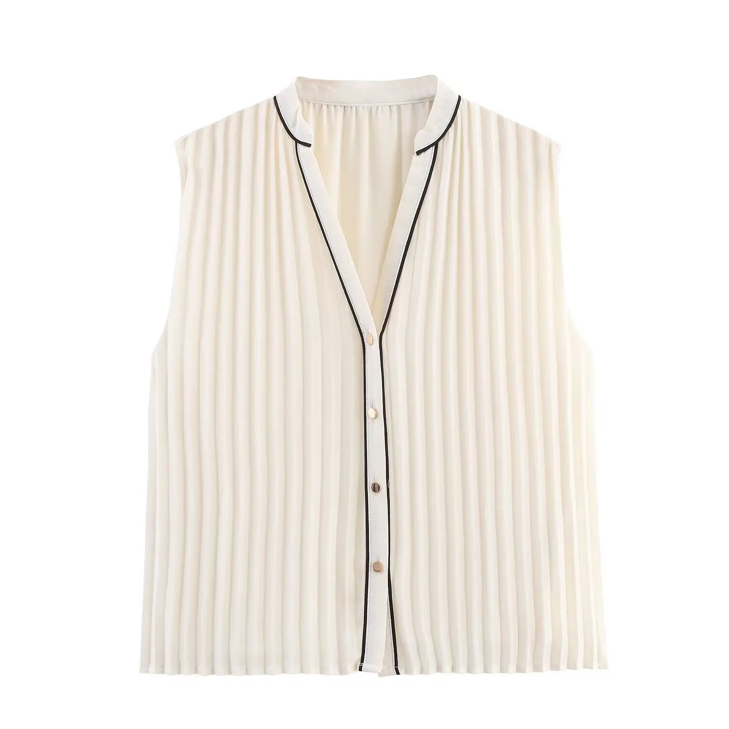 Conjunto de Falda y Blusa Sin Mangas Plisada