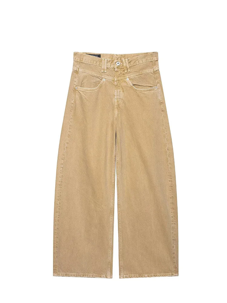 HH 2025 Woman's Autumn New Fashion Retro Low-Waist Wide Leg Jeans Female High Street Casual Zipper With Pockets Pants Mujer