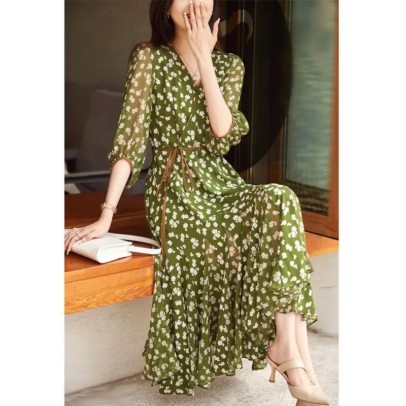 Vestido Floral Fashion con Falda Midi