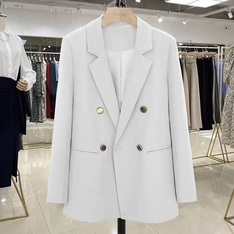 2025 New Purple Suit Coat Women Korean Loose Double-breasted Blazers Lady Office Female Temperament Blazers Jacket Outwear Tops