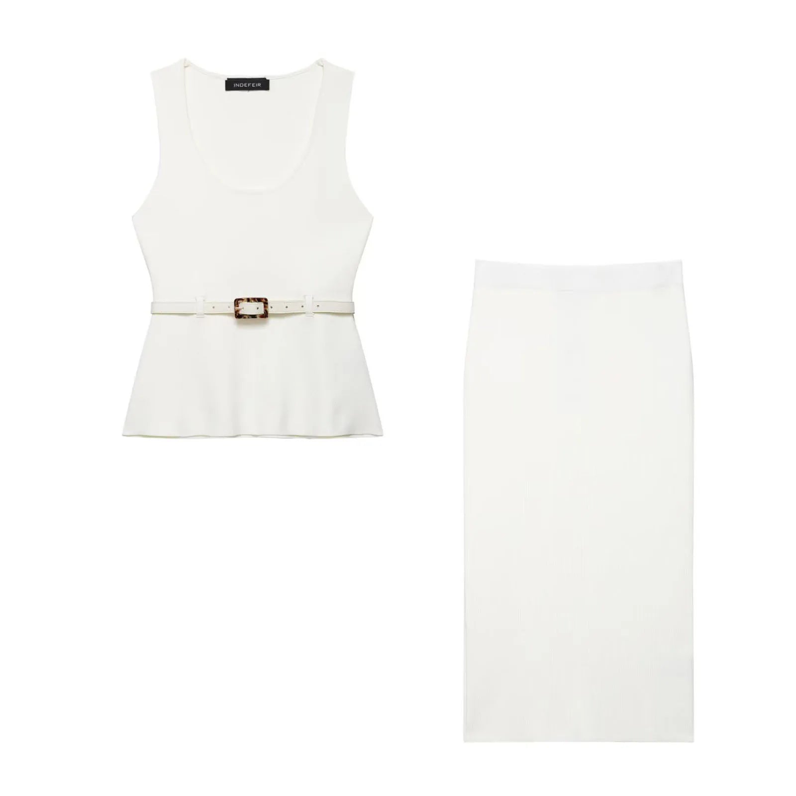 Conjunto Falda Femenina con Chaleco Sin Mangas