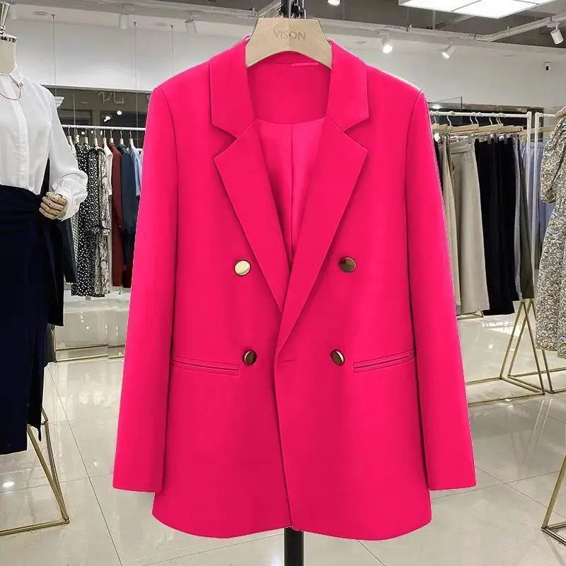 2025 New Purple Suit Coat Women Korean Loose Double-breasted Blazers Lady Office Female Temperament Blazers Jacket Outwear Tops