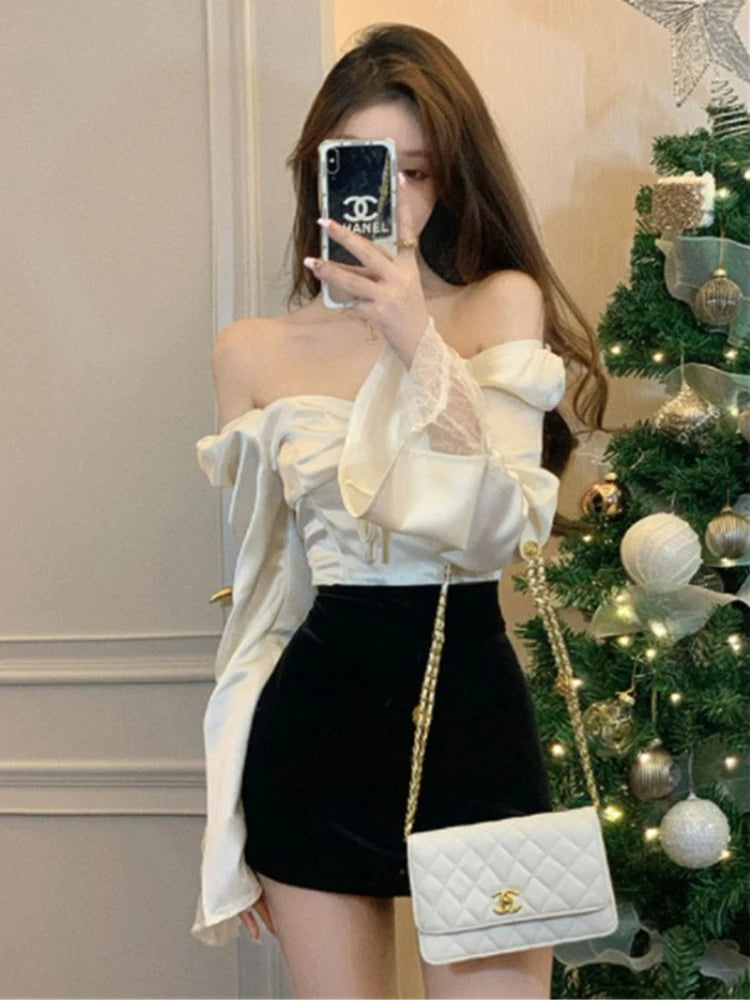 Blusas de Manga Acampanada de Encaje