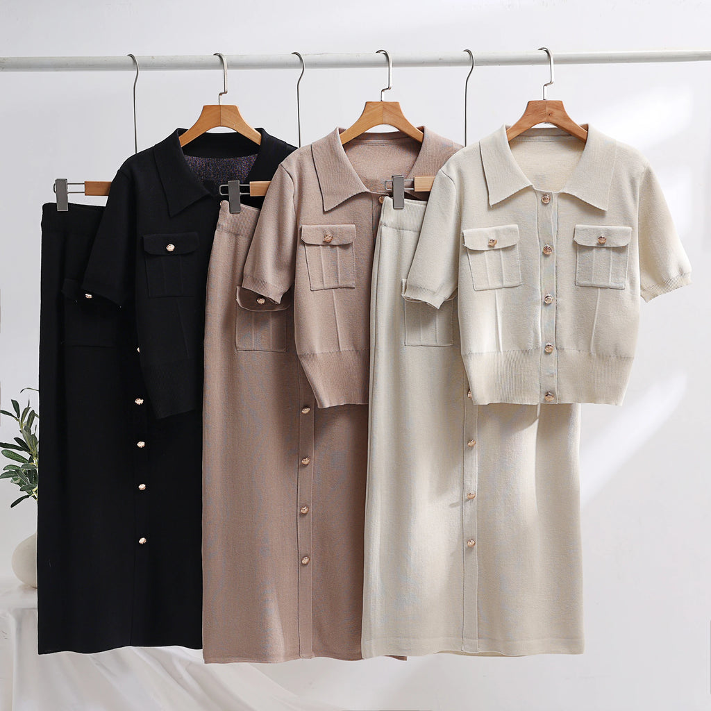 Conjunto de Blazer y Falda de Punto