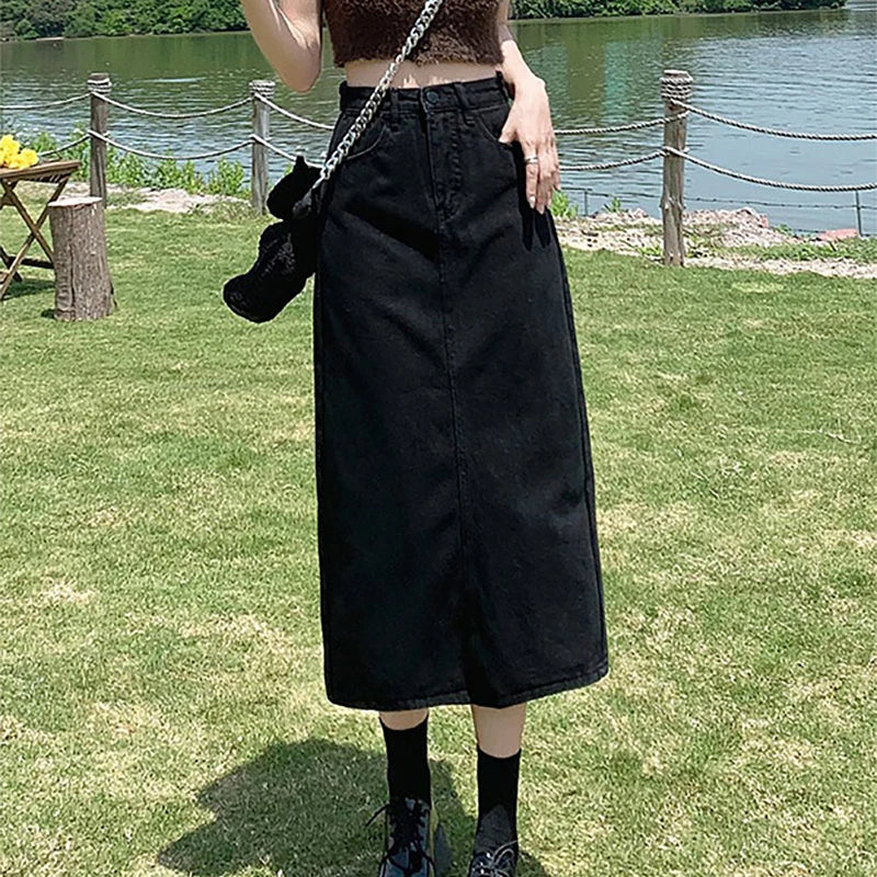 Falda larga de cintura alta