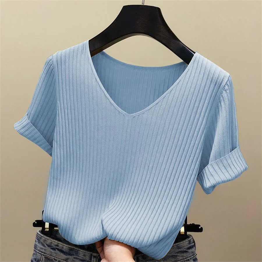Blusa de Manga Corta de Tejido